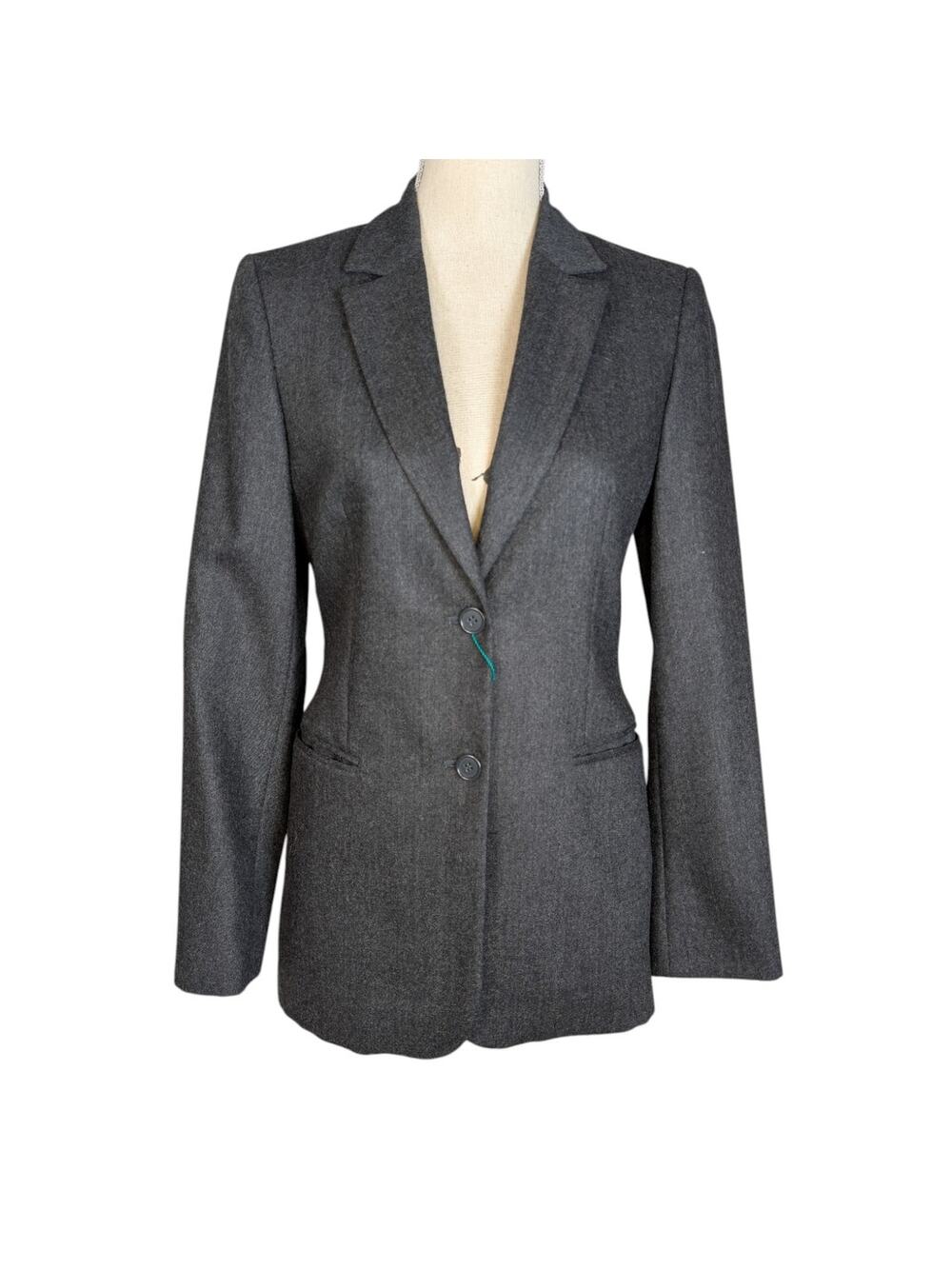 Vintage Benetton Italy Wool Blazer Gray Tailored 90s Minimalist Jacket